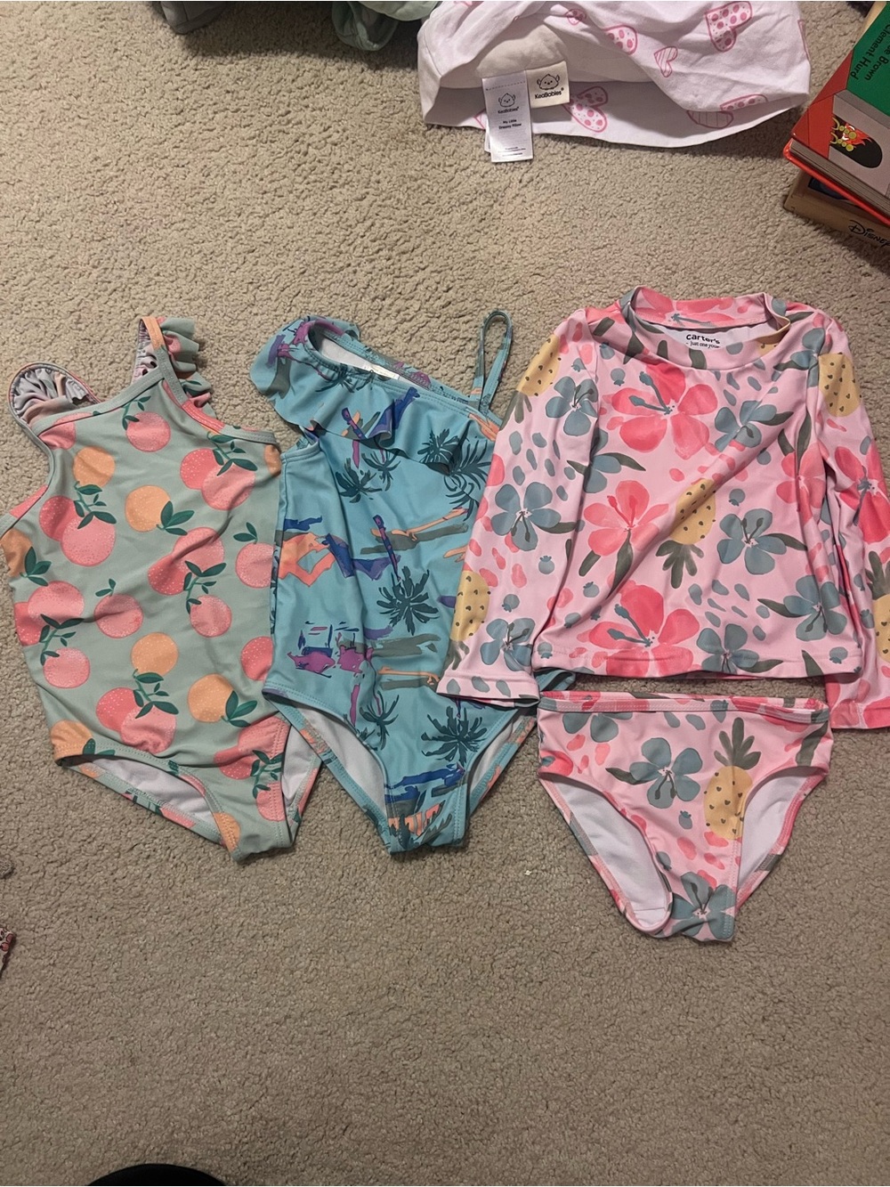 Three Toddler Girls Swimsuits- Carters and OshKosh 2T